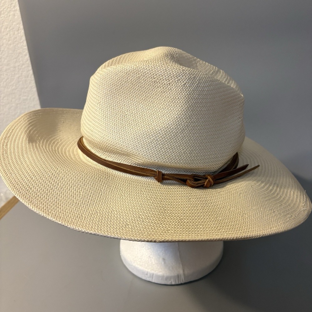 NEW Wyeth Straw Hat Lindsey Leather Hat Band Adjustable Band ($148 Retail) - Picture 3 of 11